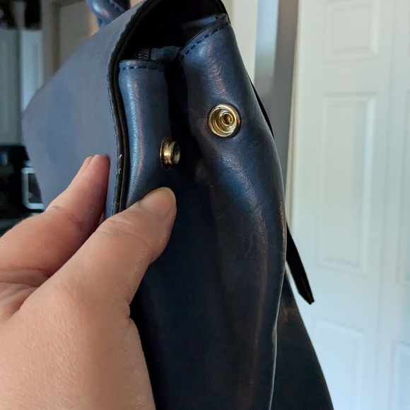 Vegan Leather Blue Backpack Purse - Picture 4 of 11